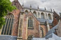 Facade of the Grote Kerk (Sint-Bavokerk) in the historic center Royalty Free Stock Photo