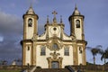 Front view of historic baroque church Nossa Senhora do Carmo, Ouro Preto, UNESCO World heritage site, Minas Gerais, Brazil Royalty Free Stock Photo