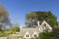 Facade of Historic Houses of Bilbury Cotage in Cotswolds, United