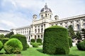 Facade of the historic and important building in the museum district in Vienna, seen from the center of the garden.