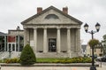 Facade of historic museum for the pilgrims landing in Plymouth with the Mayflower