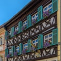 Facade of the historic Schlenkerla brewery in Bamberg, Germany. It is famous for its smoked beer Aecht Schlenkerla Rauchbier