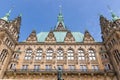 Facade historic town hall in Hamburg, Germany