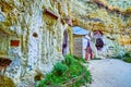 Facade of the Bakota Cave Monastery complex in Podilski Tovtry National Nature Park, Ukraine