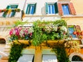 The facade of historical house at Piazza Navona in Rome, Italy Royalty Free Stock Photo