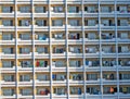 The facade of a hotel. many rooms and terraces