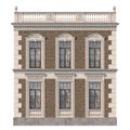Brick facade of a classic-style house with windows. 3d rendering Royalty Free Stock Photo