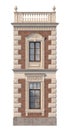 Brick facade of a classic-style house with windows. 3d rendering. Royalty Free Stock Photo