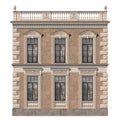 Brick facade of a classic-style house with windows. 3d rendering Royalty Free Stock Photo