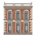 Brick facade of a classic-style house with windows. 3d rendering Royalty Free Stock Photo