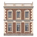 Brick facade of a classic-style house with windows. 3d rendering Royalty Free Stock Photo