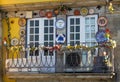 Facade of house with decorated balconies