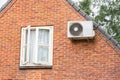 Facade of house with window and air conditioning