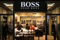 Facade of HUGO BOSS suit clothing store