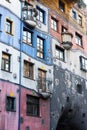 Facade of The Hundertwasserhaus apartment building, Vienna, Austria Royalty Free Stock Photo