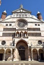 The facade of the imposing Cathedral of Cremona - Cremona - Ital