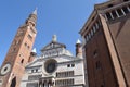 The facade of the imposing Cathedral of Cremona - Cremona - Ital