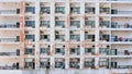 Facade of inadequate tenement slum with low-cost living.