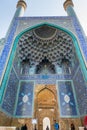 Facade with Iwan the Islamic Shah Mosque or Imam mosque, which is situated on the south side of Naqsh-e Jahan Square