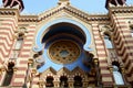 Facade of Jerusalem Synagogue in the downtown of Prague, Czech Republic Royalty Free Stock Photo