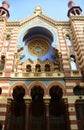 Facade of Jerusalem Synagogue in the downtown of Prague, Czech Republic Royalty Free Stock Photo