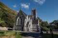 Facade of Kylemores Neo Gothic Church against a blue sky Royalty Free Stock Photo