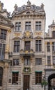 Facade of Le Cygne guild house on Grand Place, Brussels, Belgium