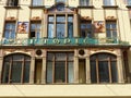 Facade of a liberty style building of Prague in Czech Republic.