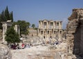 Facade of the Library of Celsus, Ephesus Royalty Free Stock Photo