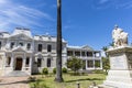 Facade of the main building of the Faculty of Theology and a statue of Murray and Hofmeyr, Stellenbosch University, South Africa