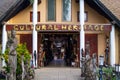 Facade and main entrance of Cultural Heritage store in Arusha, Tanzania, a shop of handcrafted sculptures