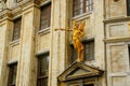 Golden sculpture in the Grand Place in Brussels, Belgium. Royalty Free Stock Photo