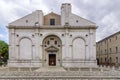 The facade of the Malatesta temple, known as the Duomo and from 1809 became a cathedral with the title of Santa Colomba, Rimini