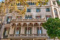 Facade of The Marfa Widow House on an autumn day in Barcelona Royalty Free Stock Photo