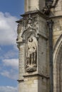 Facade of medieval Church of Our Blessed Lady of the Sablon, Brussels, Belgium Royalty Free Stock Photo