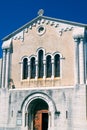 The facade of a medieval church in Villeneuve-de-Berg Royalty Free Stock Photo