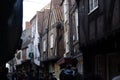 Facade of the medieval house in the Shambles street in York.