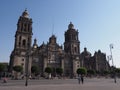 Facade of Metropolitan Cathedral of the Assumption of Mary of Mexico City in Zocalo square Royalty Free Stock Photo