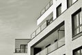 Facade of a modern apartment building. Black and white. Royalty Free Stock Photo