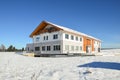 Facade of a modern commercial building shortly after its completion in winter Royalty Free Stock Photo