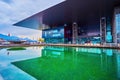 The facade of modern Culture and Congress Centre, on March 30 in Lucerne, Switzerland