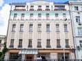 Facade of modern decorated house in Moscow city