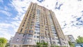 The facade of a modern high-rise multi-storey apartment building in Moscow with balconies Royalty Free Stock Photo