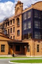 Facade of a modern loft-style office building rebuilt from an old steam mill