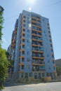 Facade of modern multi-storey new residential orange building near BAku . New apartment house . Storey houses modern . High rise Royalty Free Stock Photo