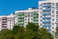 Facade of modern multi-storey residential building with colored balconies Royalty Free Stock Photo