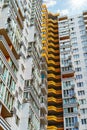 Facade of a modern multi-storey residential complex, apartment building exterior Royalty Free Stock Photo