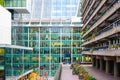 Facade of modern office building seen from the Barbican estate complex in London Royalty Free Stock Photo