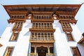 Facade of the monastery inside of the Punakha Dzong, Punakha, Bhutan