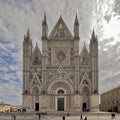 Facade of the monumental Orvieto Cathedral in Orvieto, Italy. Royalty Free Stock Photo